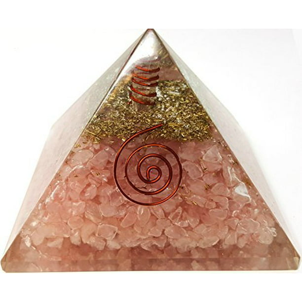 Reiki Energy Charged Rose quartz Pyramid Crystal Natural Healing Home Decor